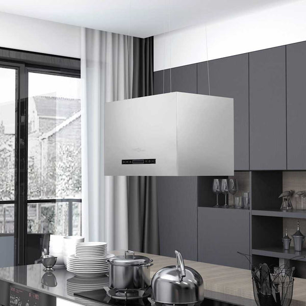 vidaXL Island Range Hood Touch Sensor LCD 55 cm Stainless Steel