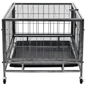 vidaXL Heavy-Duty Dog Crate with Wheels Steel 82x66x56 cm