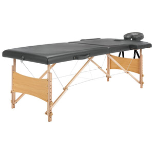 vidaXL 2-Zone Wooden Massage Table Anthracite 186x68 cm