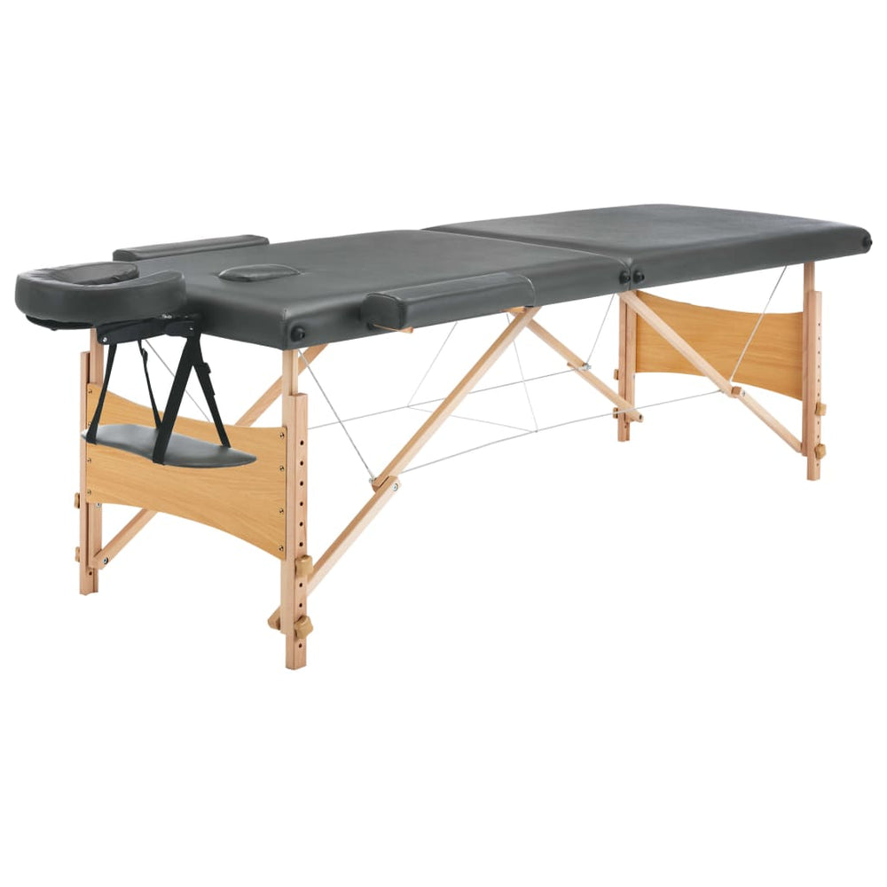 vidaXL 2-Zone Wooden Massage Table Anthracite 186x68 cm
