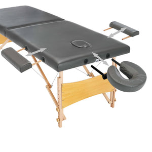 vidaXL 2-Zone Wooden Massage Table Anthracite 186x68 cm