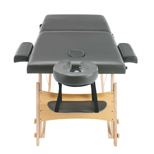 vidaXL 2-Zone Wooden Massage Table Anthracite 186x68 cm