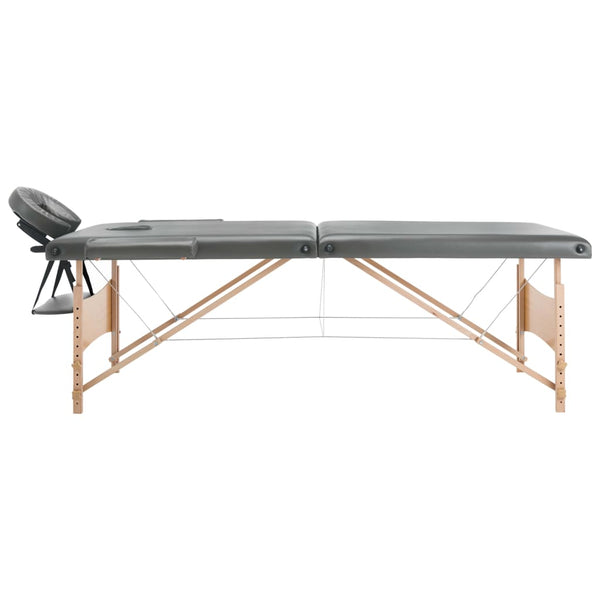 vidaXL 2-Zone Wooden Massage Table Anthracite 186x68 cm