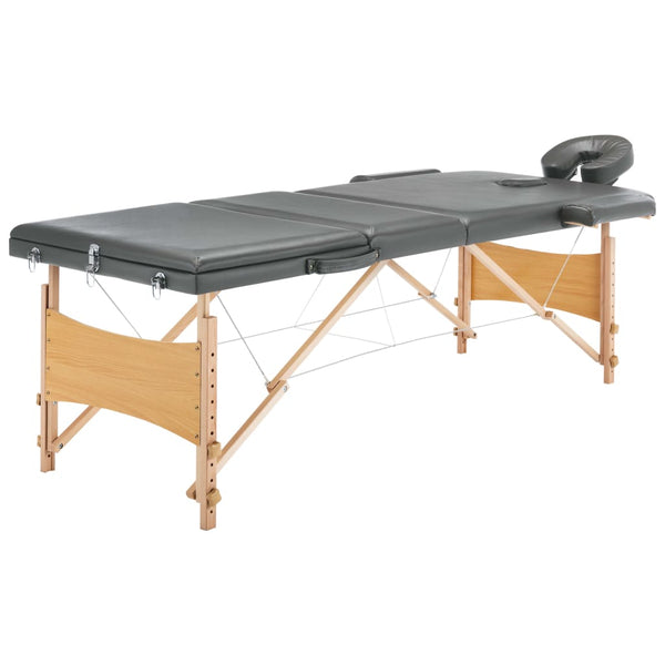 vidaXL 3-Zone Massage Table Wooden Frame Anthracite 186x68 cm