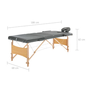 vidaXL 3-Zone Massage Table Wooden Frame Anthracite 186x68 cm