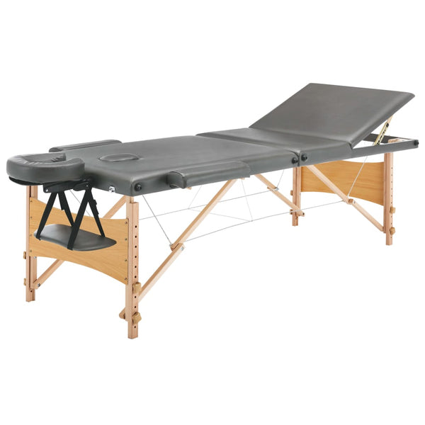 vidaXL 3-Zone Massage Table Wooden Frame Anthracite 186x68 cm