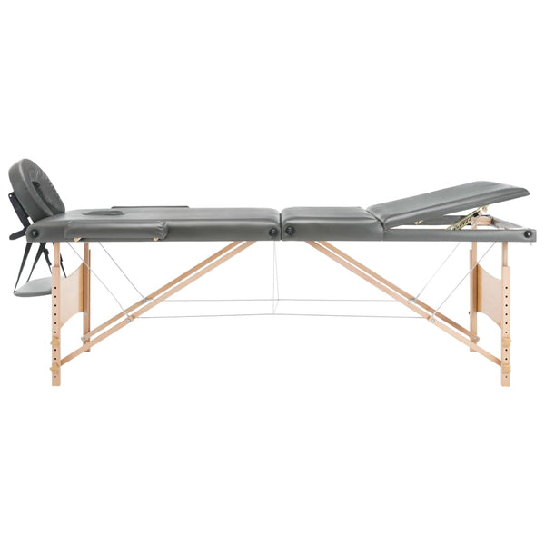 vidaXL 3-Zone Massage Table Wooden Frame Anthracite 186x68 cm