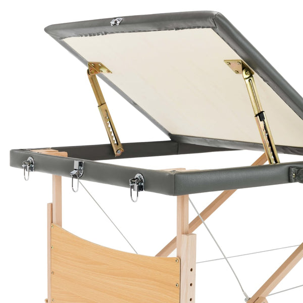 vidaXL 3-Zone Massage Table Wooden Frame Anthracite 186x68 cm