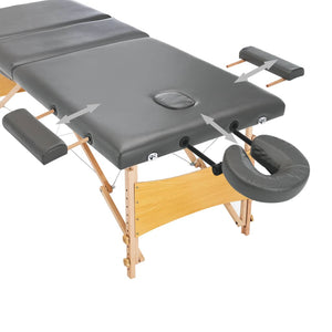 vidaXL 3-Zone Massage Table Wooden Frame Anthracite 186x68 cm