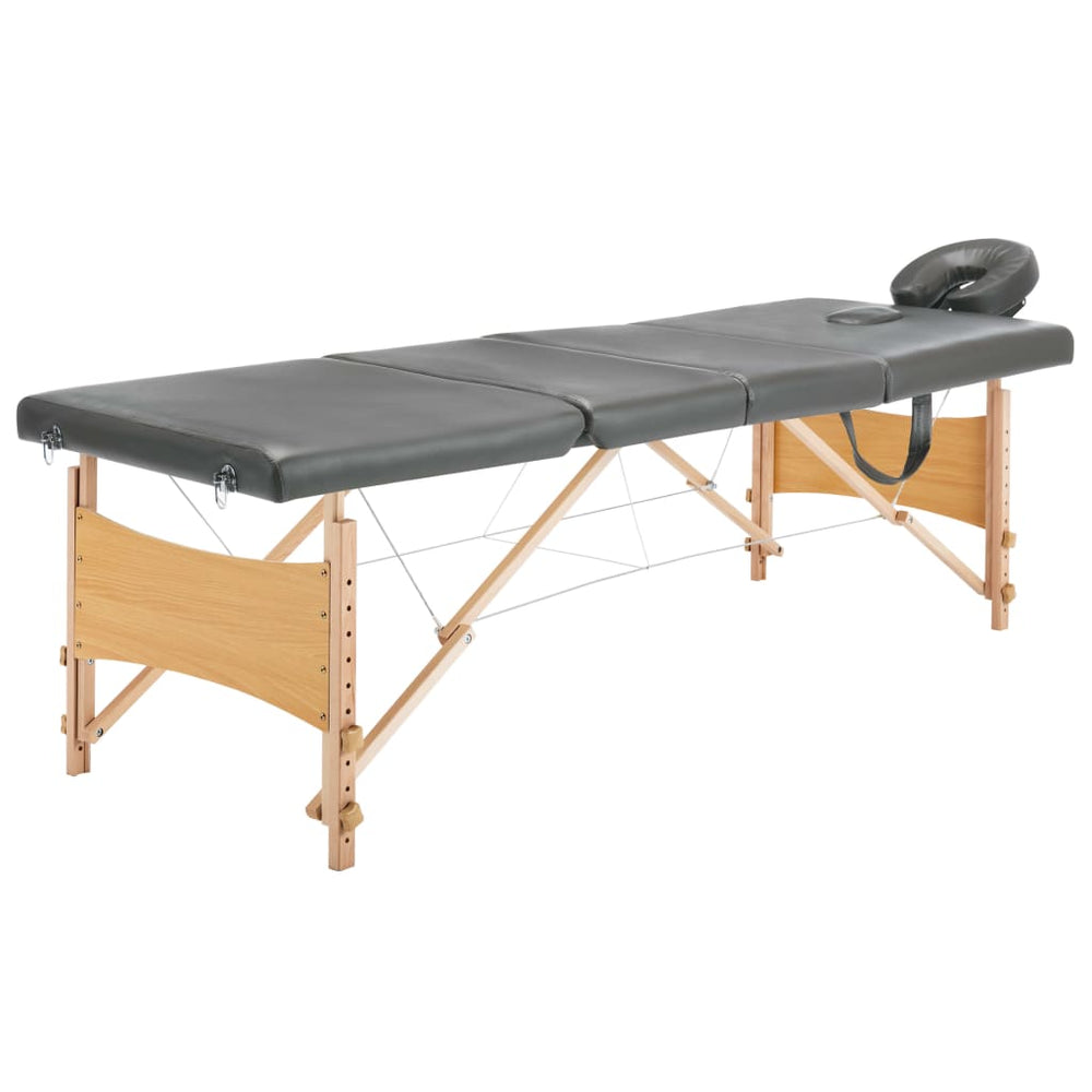 vidaXL 4-Zone Massage Table Wooden Frame Anthracite 186x68 cm