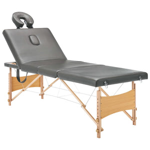 vidaXL 4-Zone Massage Table Wooden Frame Anthracite 186x68 cm