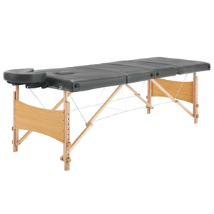 vidaXL 4-Zone Massage Table Wooden Frame Anthracite 186x68 cm