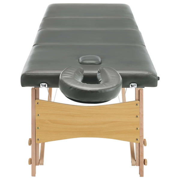 vidaXL 4-Zone Massage Table Wooden Frame Anthracite 186x68 cm