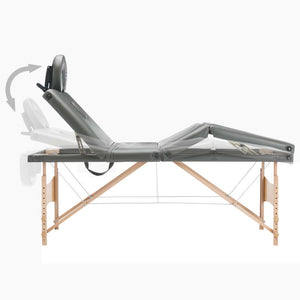 vidaXL 4-Zone Massage Table Wooden Frame Anthracite 186x68 cm