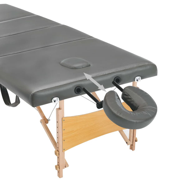 vidaXL 4-Zone Massage Table Wooden Frame Anthracite 186x68 cm