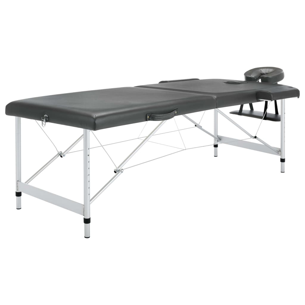 vidaXL 2-Zone Massage Table Aluminum Frame Anthracite 186x68 cm