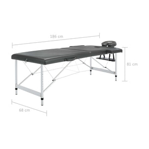 vidaXL 2-Zone Massage Table Aluminum Frame Anthracite 186x68 cm