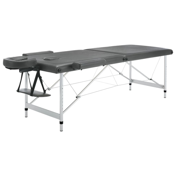 vidaXL 2-Zone Massage Table Aluminum Frame Anthracite 186x68 cm