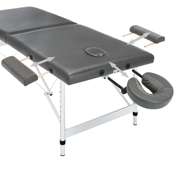 vidaXL 2-Zone Massage Table Aluminum Frame Anthracite 186x68 cm