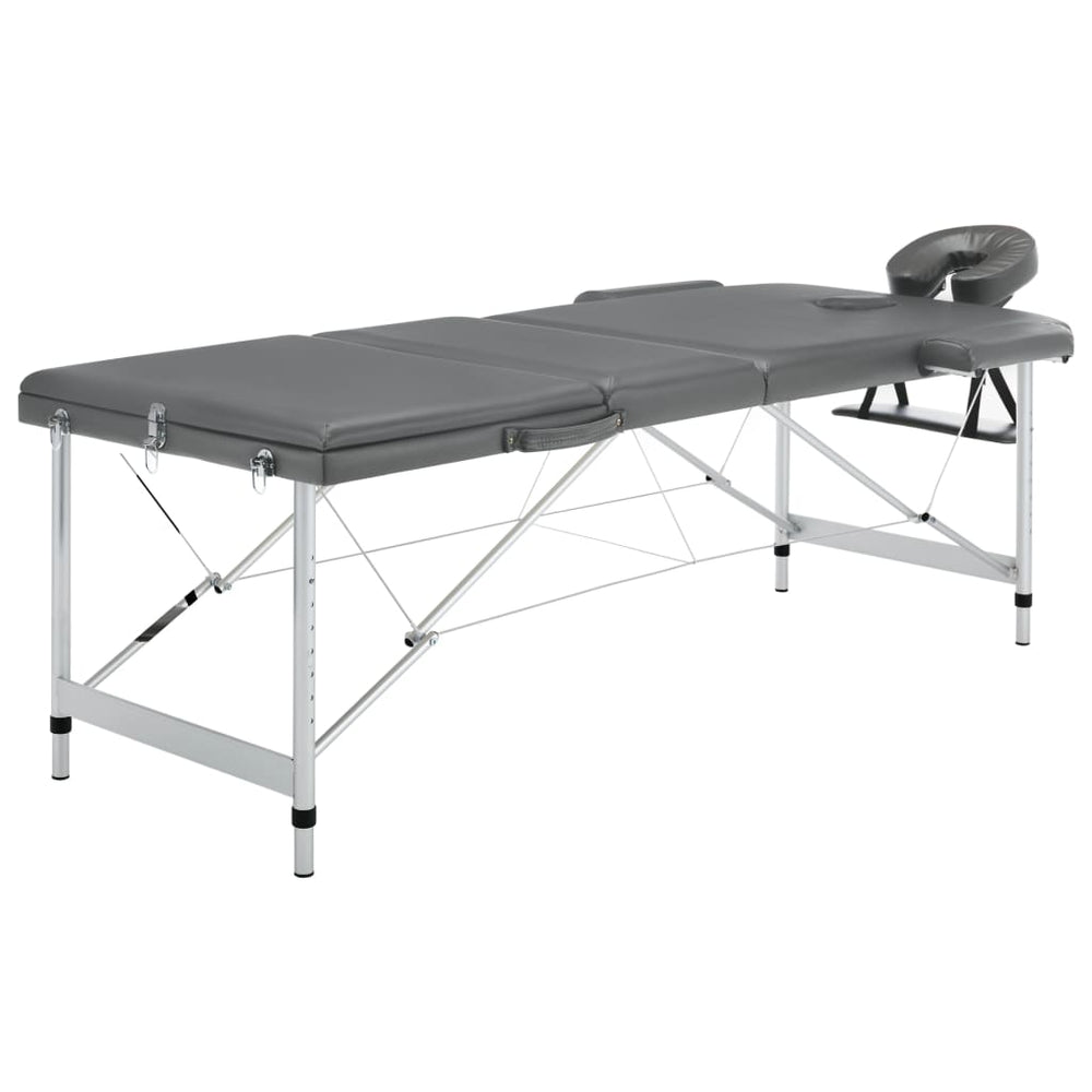 vidaXL 3-Zone Massage Table with Aluminum Frame Anthracite 186x68 cm