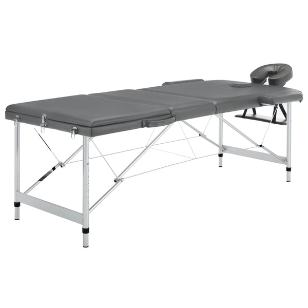 vidaXL 3-Zone Massage Table with Aluminum Frame Anthracite 186x68 cm