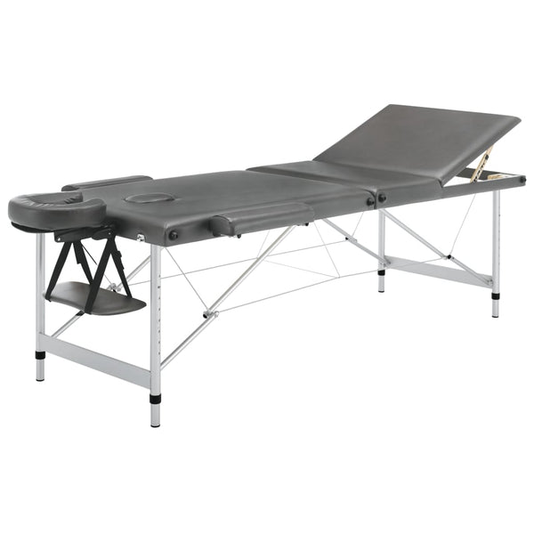 vidaXL 3-Zone Massage Table with Aluminum Frame Anthracite 186x68 cm
