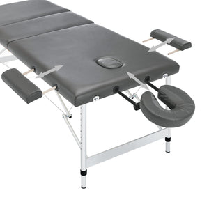 vidaXL 3-Zone Massage Table with Aluminum Frame Anthracite 186x68 cm
