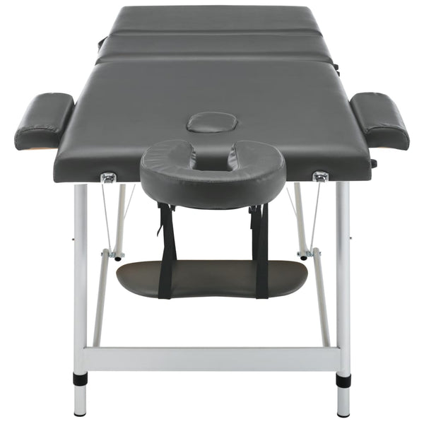 vidaXL 3-Zone Massage Table with Aluminum Frame Anthracite 186x68 cm