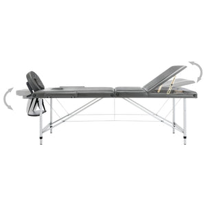 vidaXL 3-Zone Massage Table with Aluminum Frame Anthracite 186x68 cm