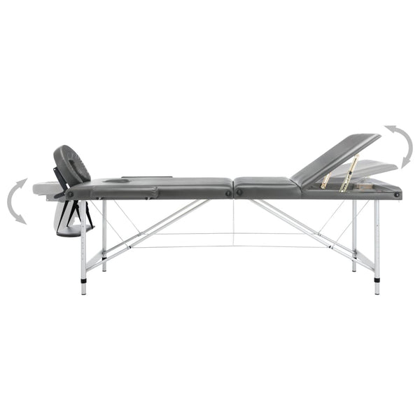 vidaXL 3-Zone Massage Table with Aluminum Frame Anthracite 186x68 cm