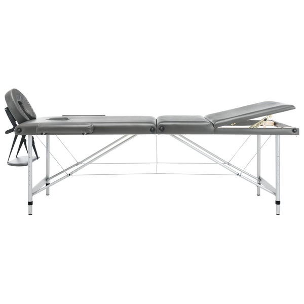 vidaXL 3-Zone Massage Table with Aluminum Frame Anthracite 186x68 cm