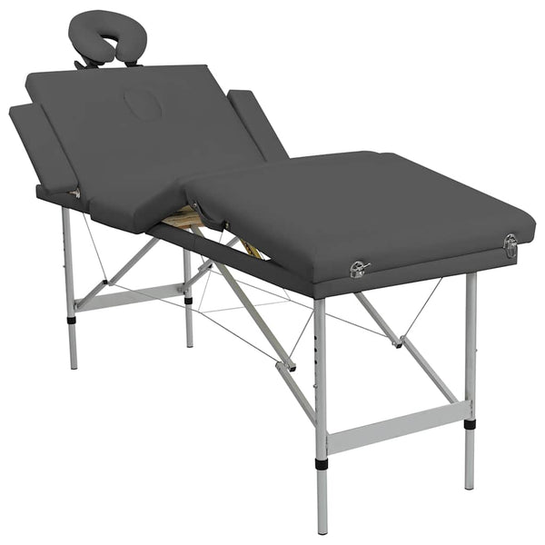 vidaXL 4-Zone Massage Table with Aluminum Frame Anthracite 186x68 cm