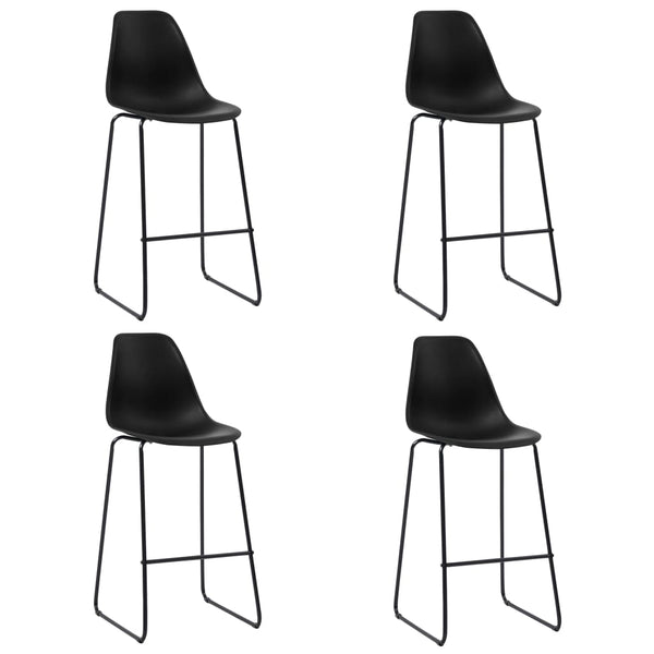 vidaXL Bar Stools 4 pcs Black Plastic
