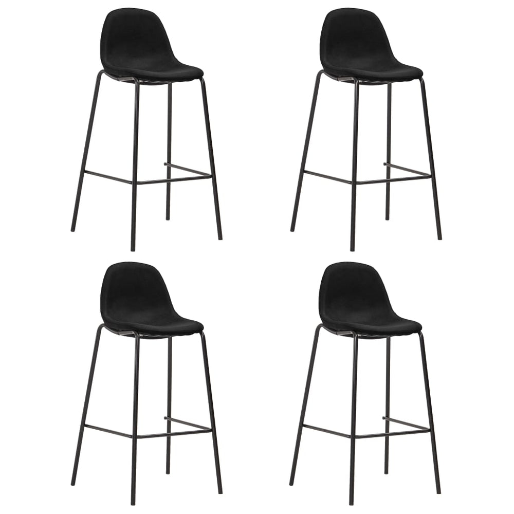 vidaXL Bar Stools 4 pcs Black Fabric
