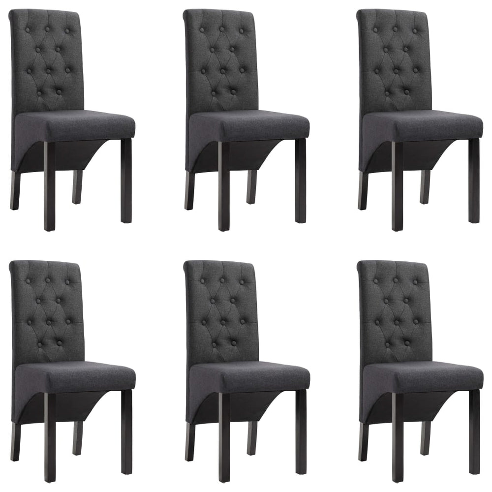 vidaXL Dining Chairs 6 pcs Dark Grey Fabric