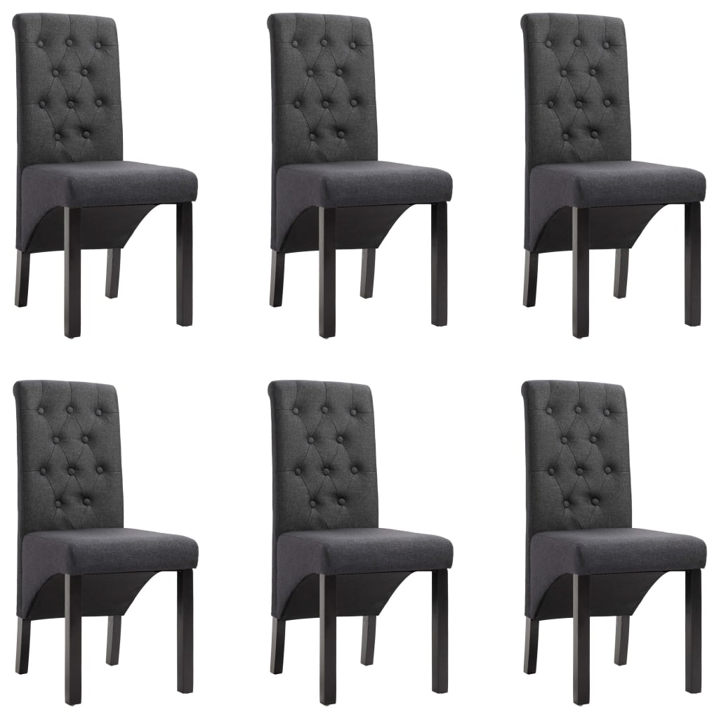 vidaXL Dining Chairs 6 pcs Dark Grey Fabric