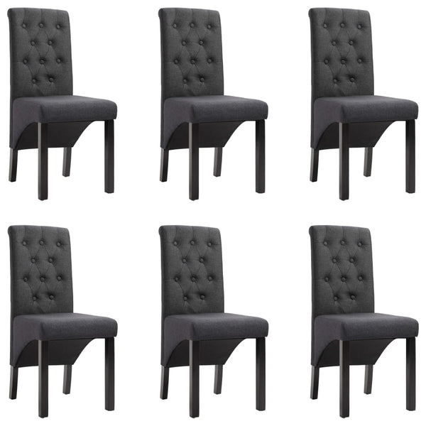 vidaXL Dining Chairs 6 pcs Dark Grey Fabric