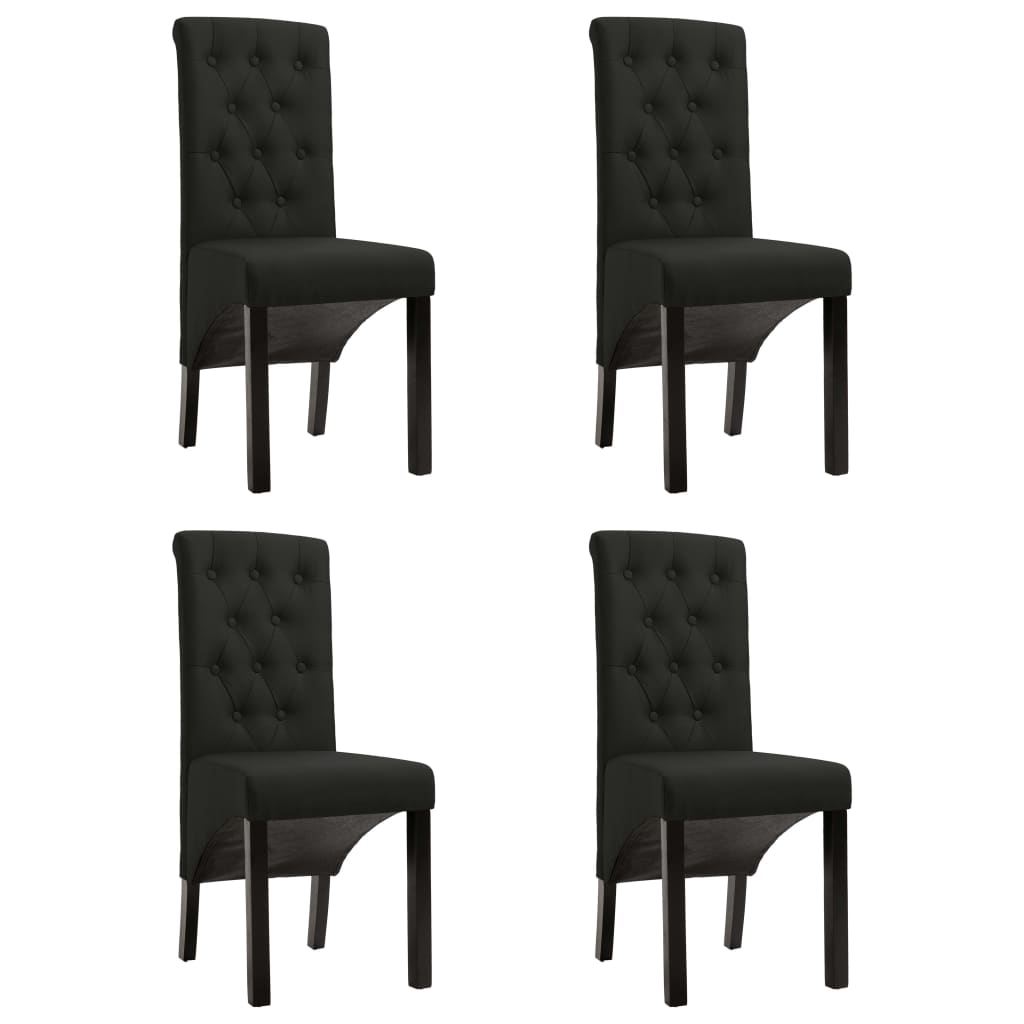 vidaXL Dining Chairs 4 pcs Black Fabric