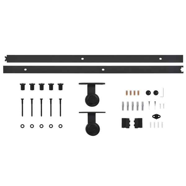 vidaXL Sliding Door Hardware Kit SKIEN 183 cm Steel Black