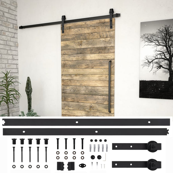 vidaXL Sliding Door Hardware Kit SKIEN 200 cm Steel Black