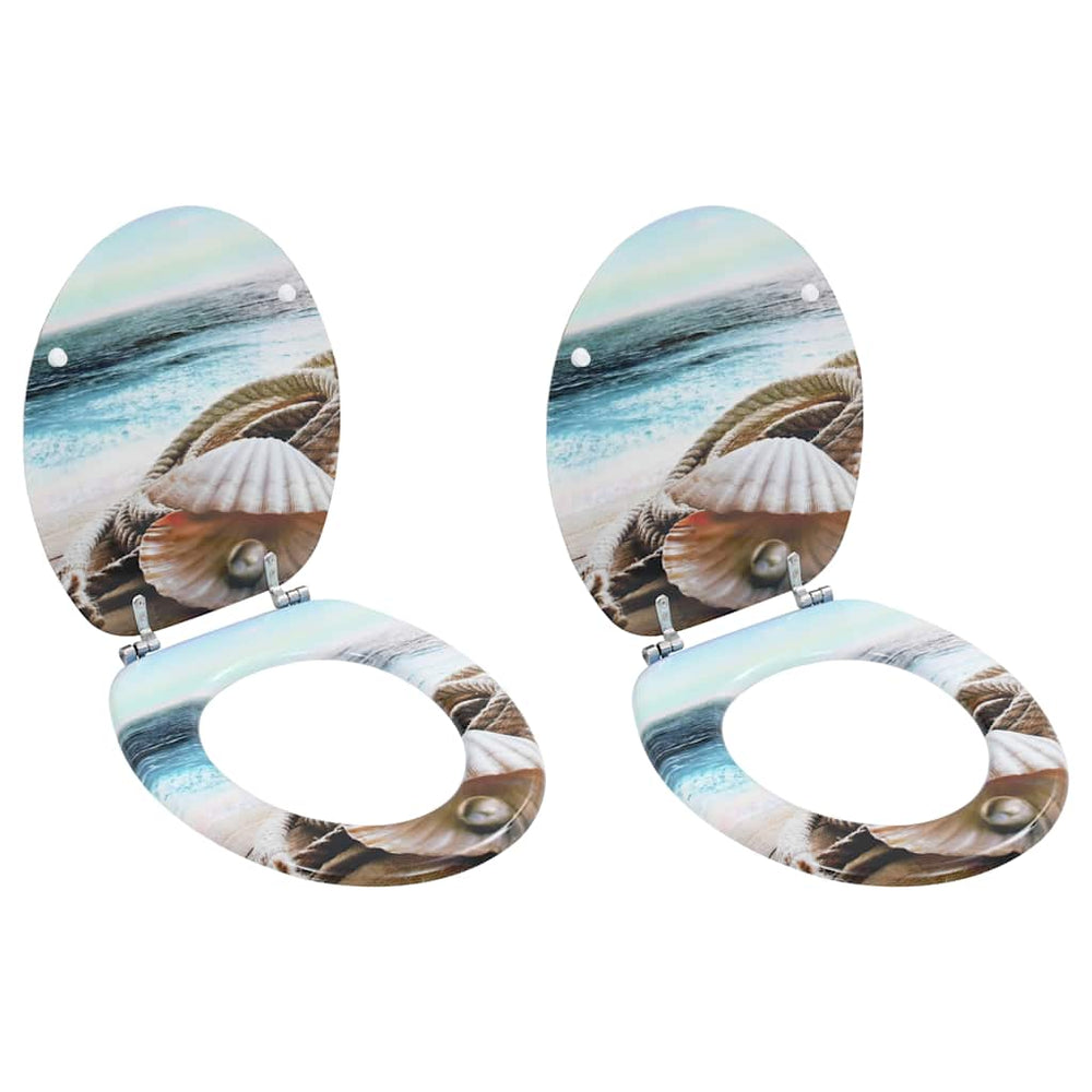 vidaXL Toilet Seats 2 pcs. with Lid MDF Seashell Design