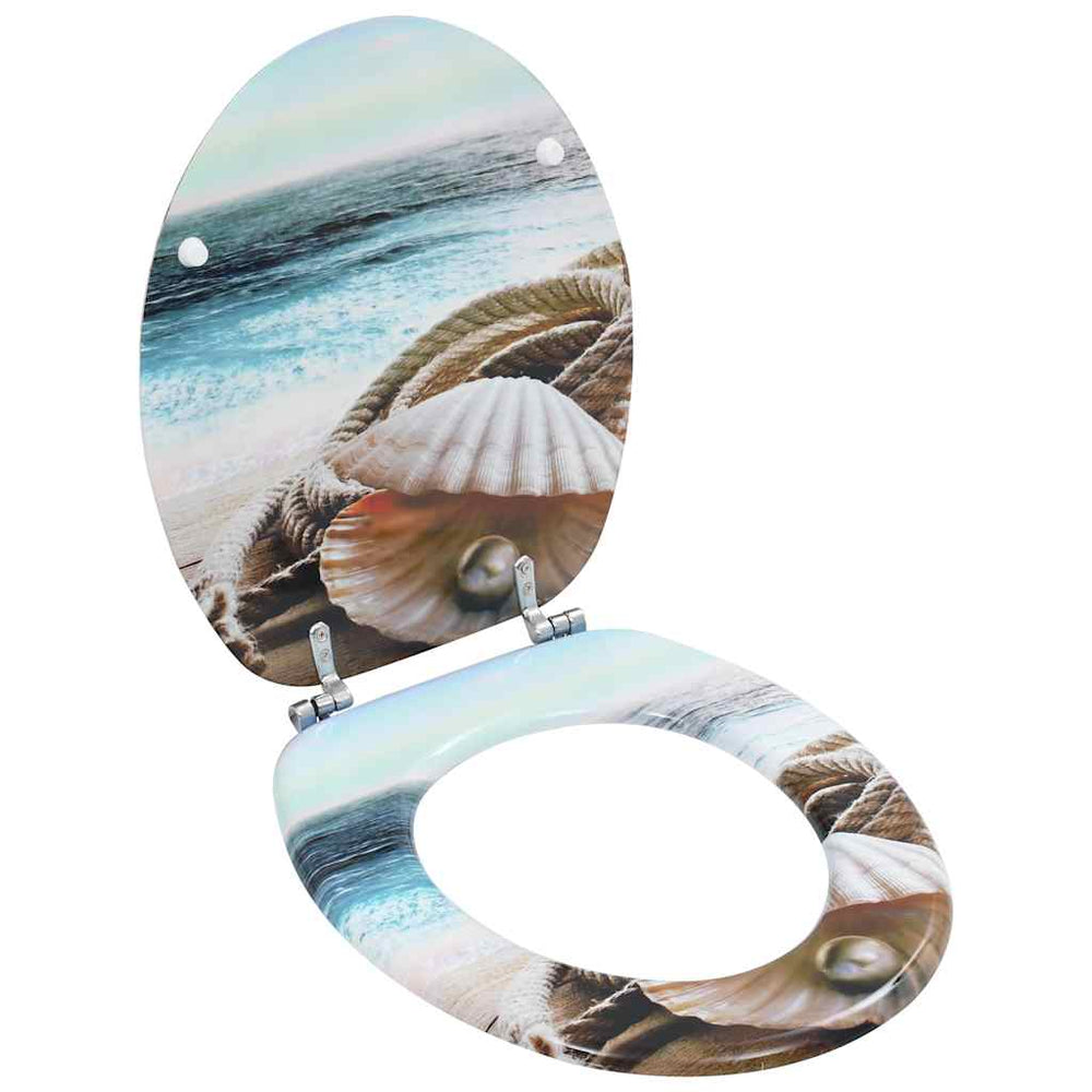 vidaXL Toilet Seats 2 pcs. with Lid MDF Seashell Design