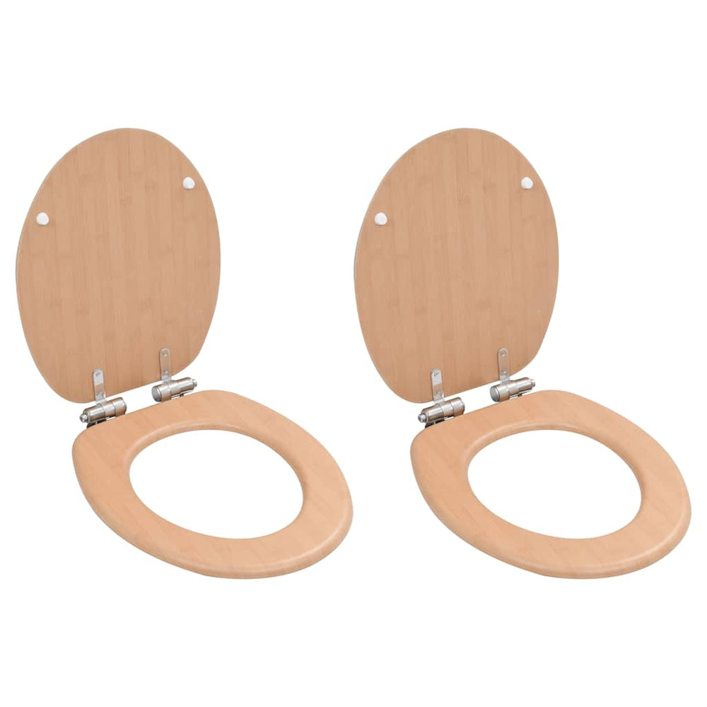 vidaXL Toilet Seats 2 pcs. with Soft-Close Lid MDF Bamboo Design