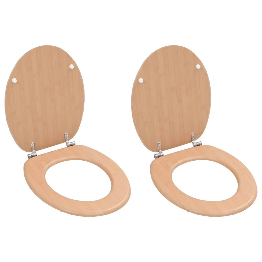 vidaXL Toilet Seats 2 pcs with Lid MDF Bamboo Design
