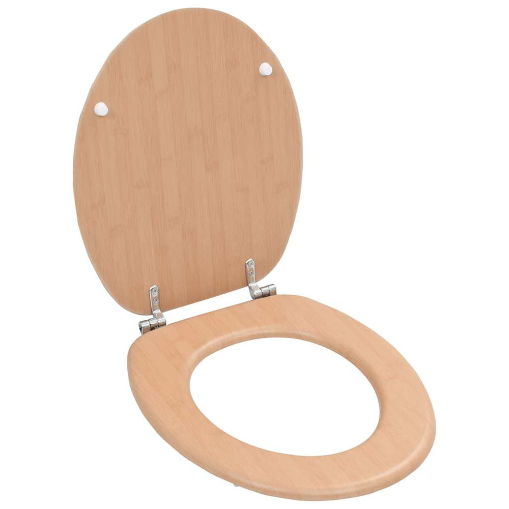 vidaXL Toilet Seats 2 pcs with Lid MDF Bamboo Design