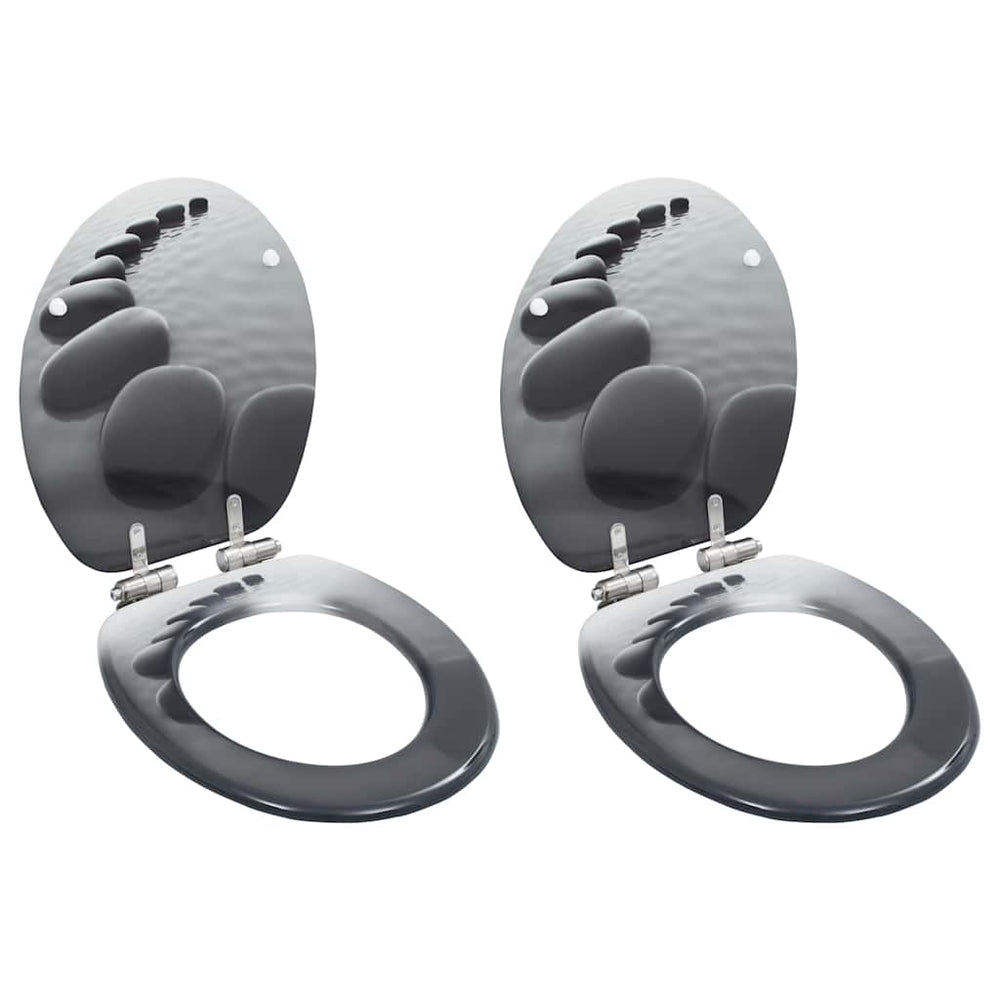 vidaXL Toilet Seats 2 pcs. with Soft-Close Lid MDF Stone Design