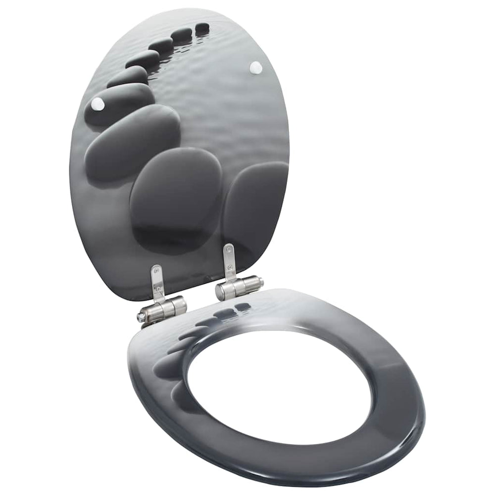 vidaXL Toilet Seats 2 pcs. with Soft-Close Lid MDF Stone Design