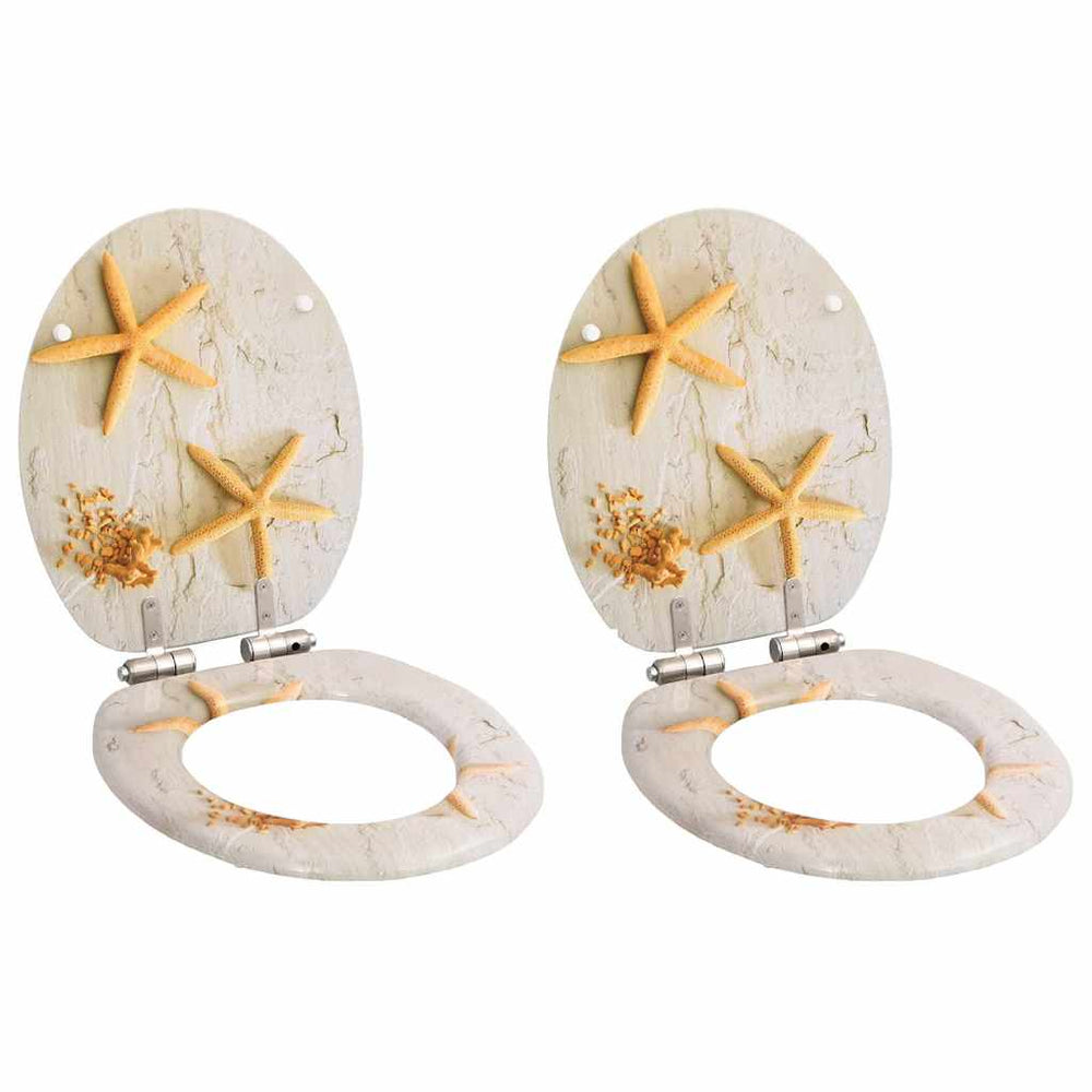 vidaXL Toilet Seats 2 pcs with Soft Close Lid MDF Starfish Design