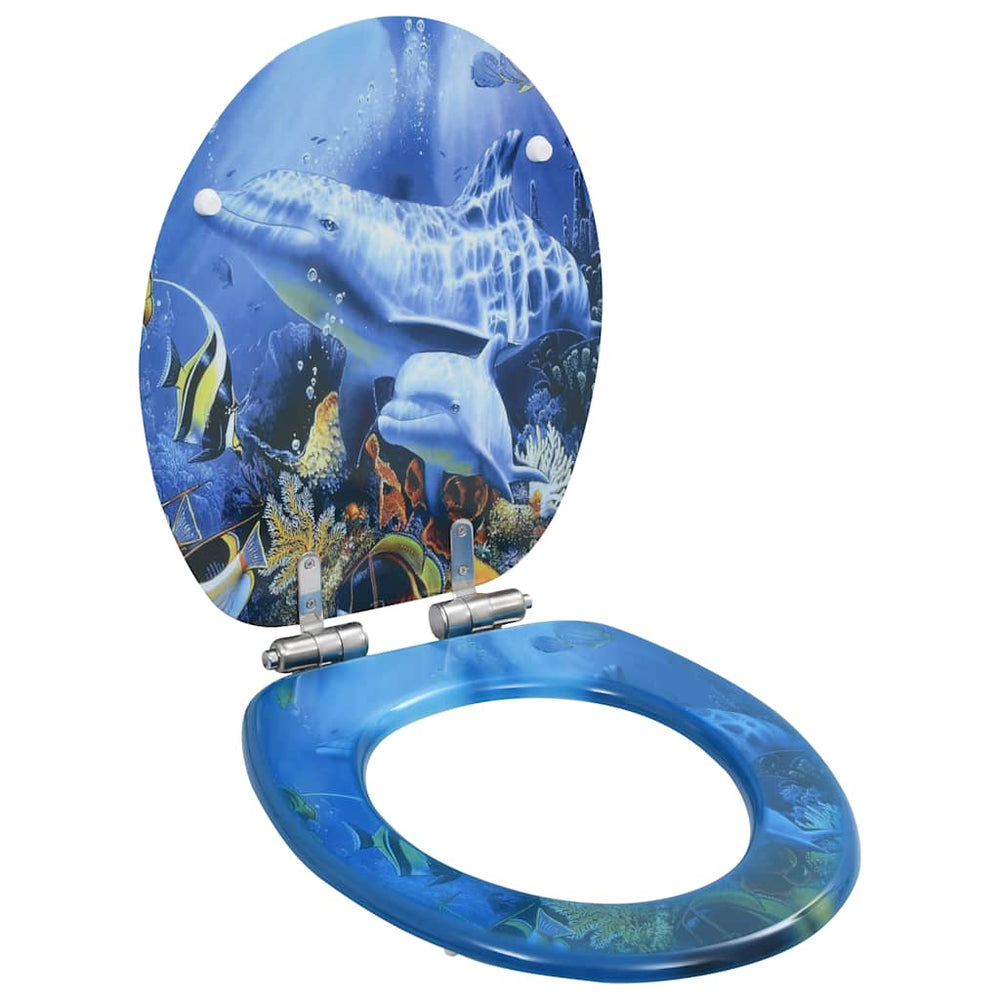 vidaXL Toilet Seats 2 pcs. with Soft-Close Lid MDF Dolphin Design