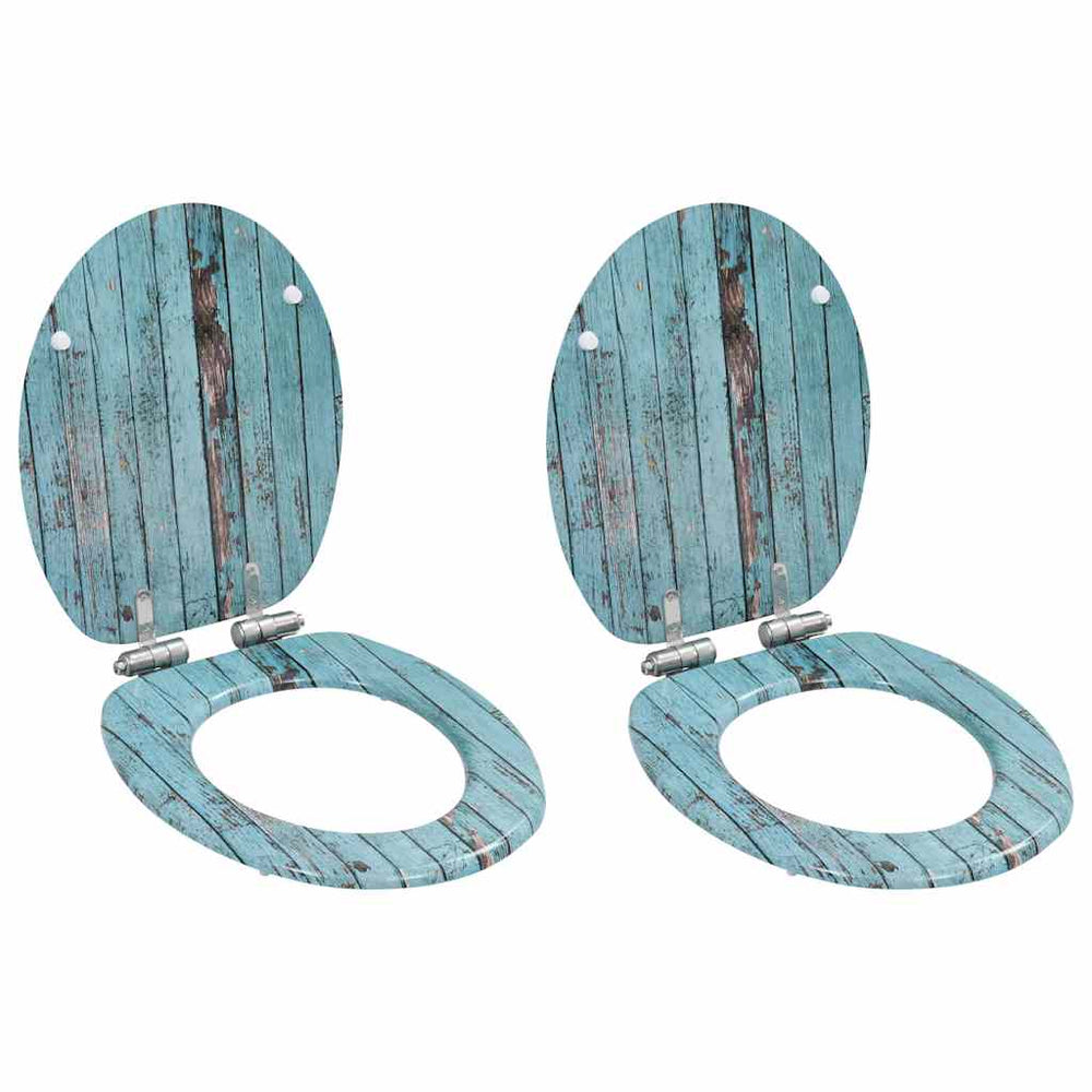 vidaXL Toilet Seats 2 pcs. with Soft-Close Lid MDF Reclaimed Wood Design